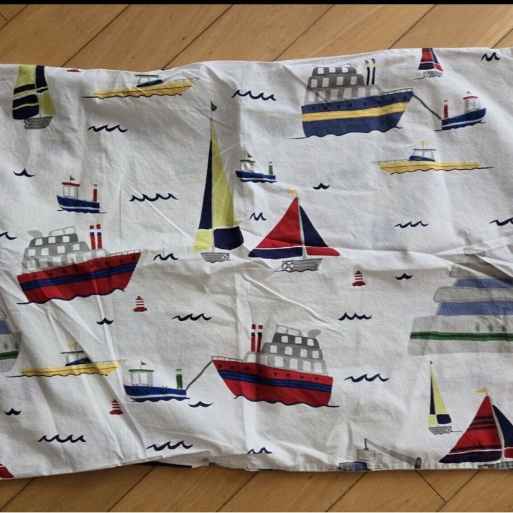 POTTERY BARN KIDS Sailboats Ocean Nautical Boats Standard size pillowcase